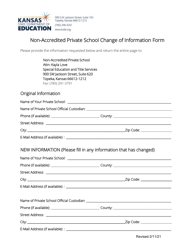 &quot;Non-accredited Private School Change of Information Form&quot; - Kansas
