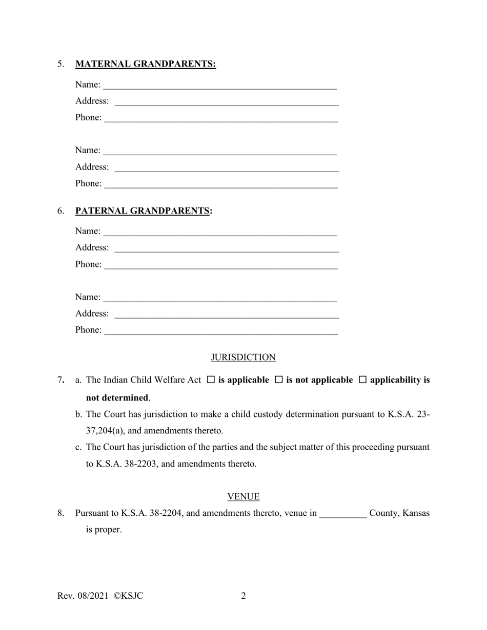 Form 110 Petition - Kansas, Page 2