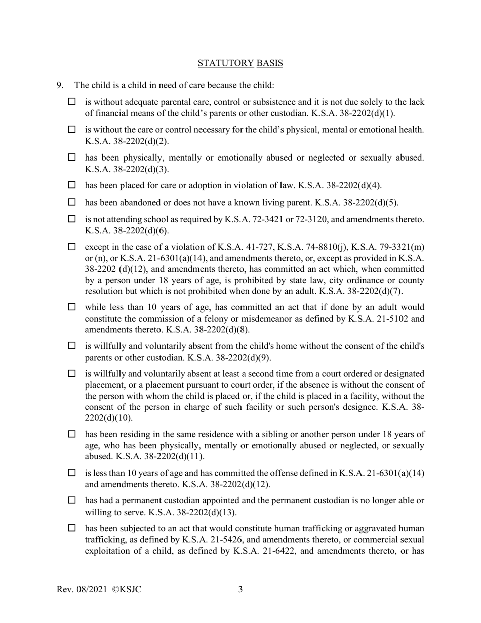 Form 110 Petition - Kansas, Page 3
