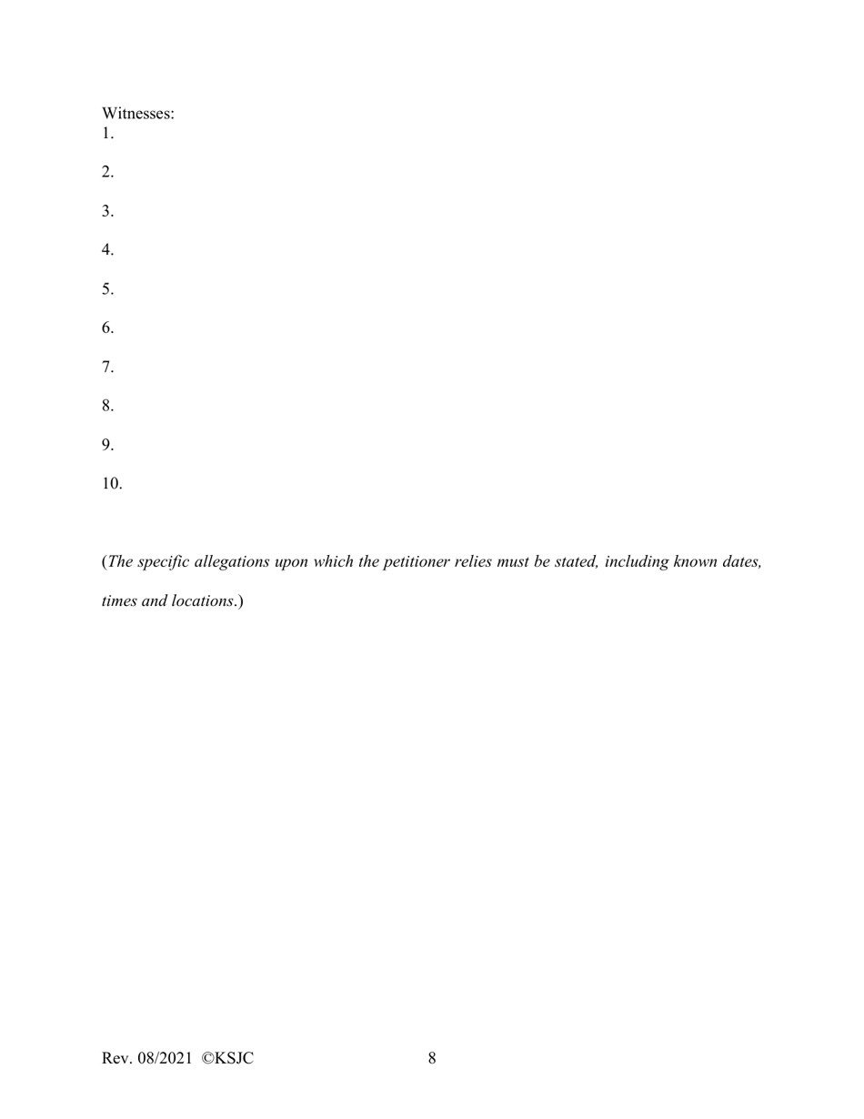 Form 110 Petition - Kansas, Page 8