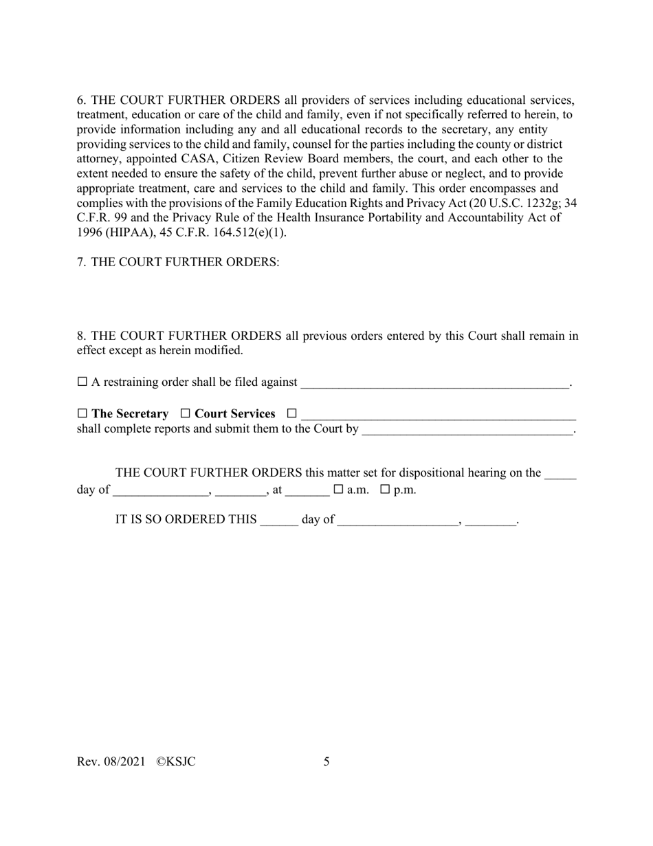 Form 140.1 Journal Entry and Order of Adjudication - Kansas, Page 5
