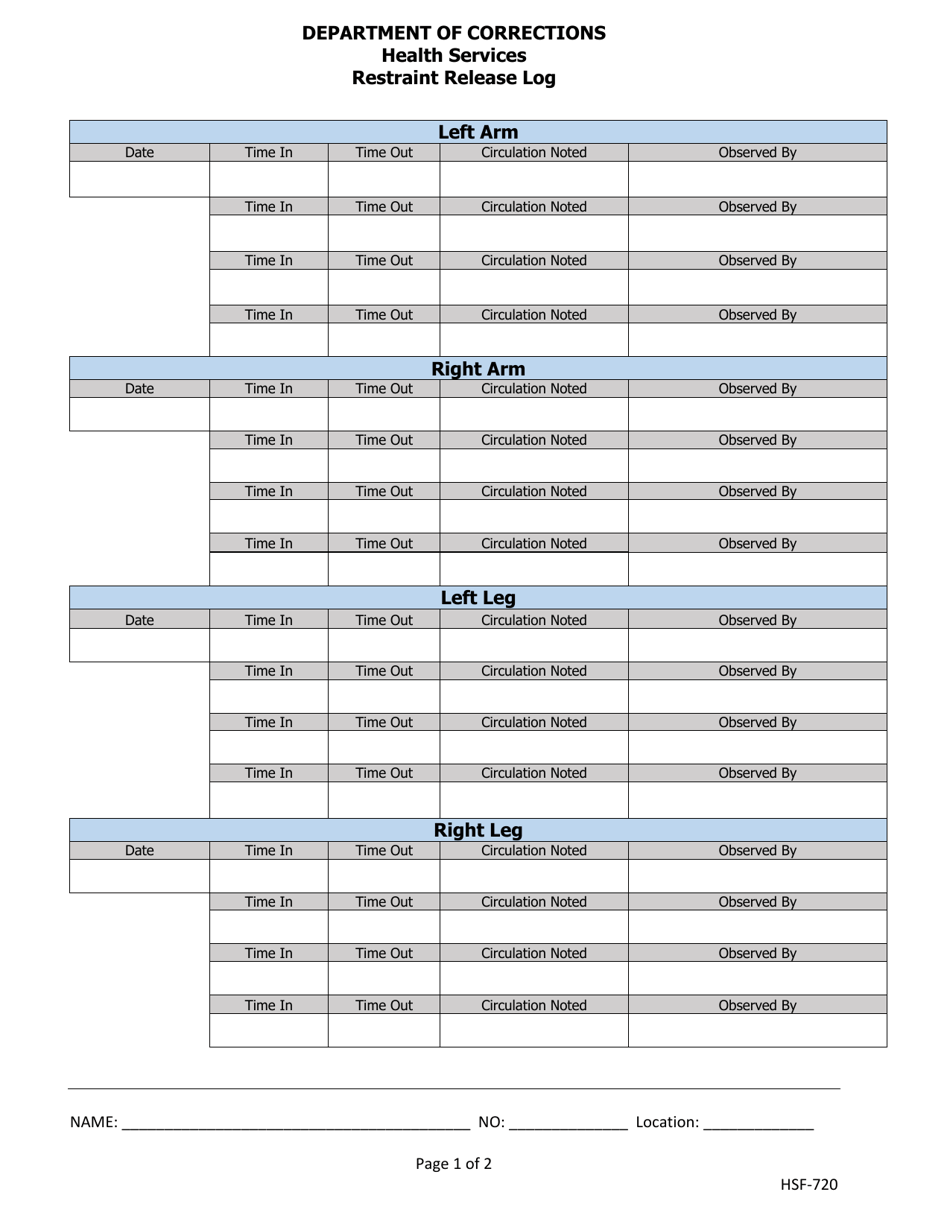 Iowa Health Services Restraint Release Log - Fill Out, Sign Online and ...