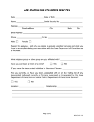 Document preview: Application for Volunteer Services - Iowa
