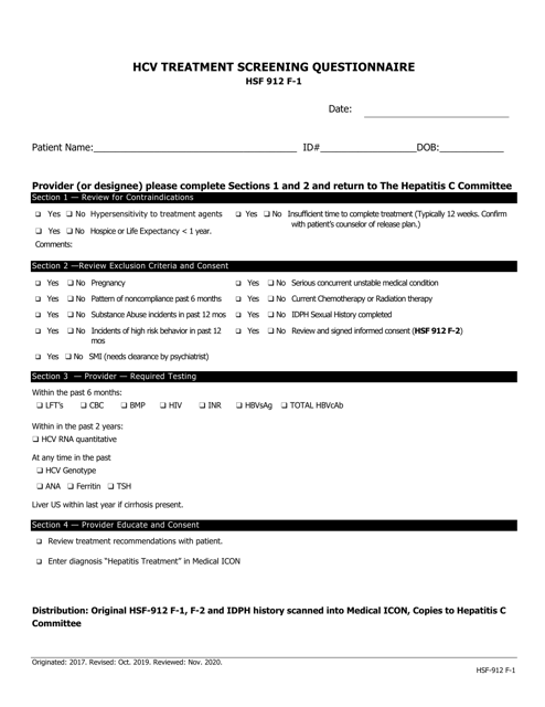Hcv Treatment Screening Questionnaire - Iowa