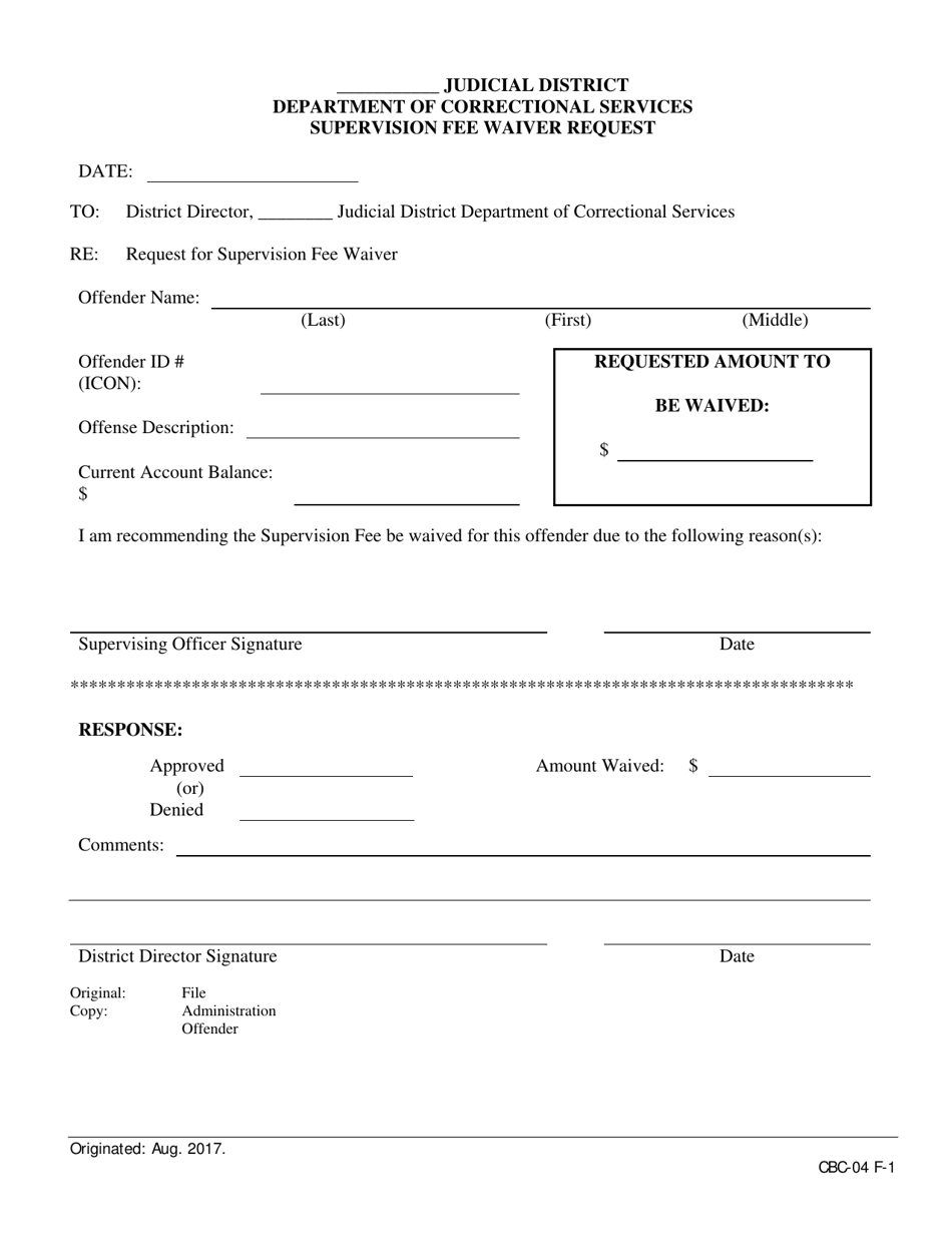 Supervision Fee Waiver Request - Iowa, Page 1