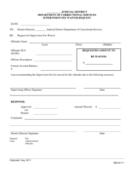Document preview: Supervision Fee Waiver Request - Iowa