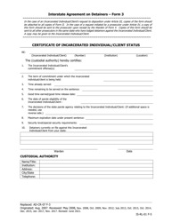 Form 3 &quot;Certificate of Incarcerated Individual/Client Status&quot; - Iowa