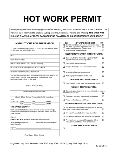 Hot Work Permit - Iowa