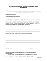 Document preview: Revision Adicional a Una Decision Disciplinaria Mayor Por El Alcaide - Iowa (Spanish)
