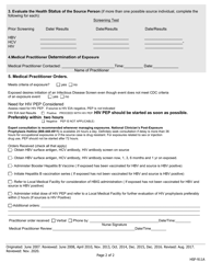 Post-exposure Worksheet: Management of Exposed Person - Iowa, Page 2