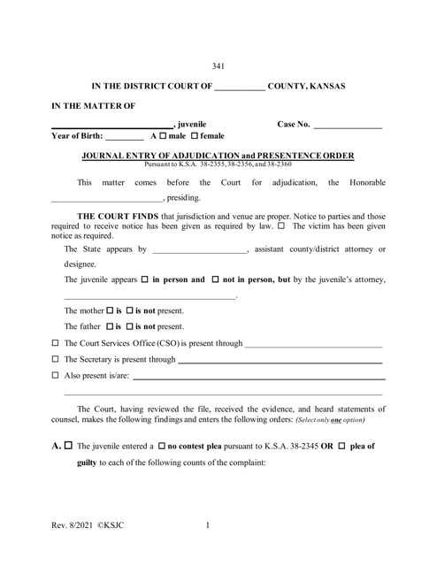 Form 341  Printable Pdf