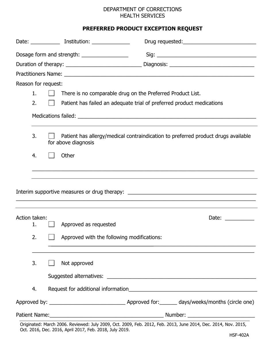 Preferred Product Exception Request - Iowa, Page 1