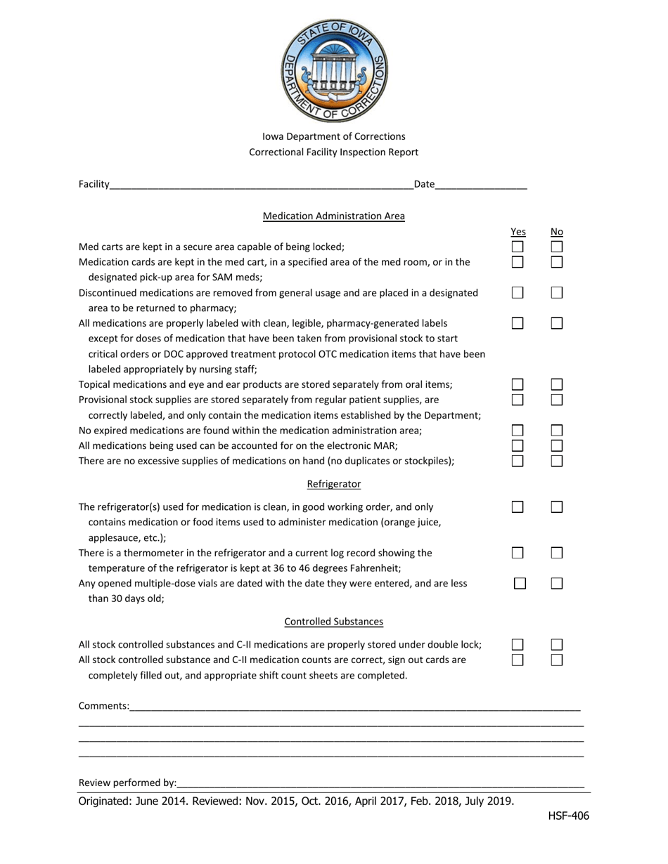 Correctional Facility Inspection Report - Iowa, Page 1