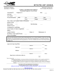 Form IX Provisional/Temporary Travel Permit - Iowa