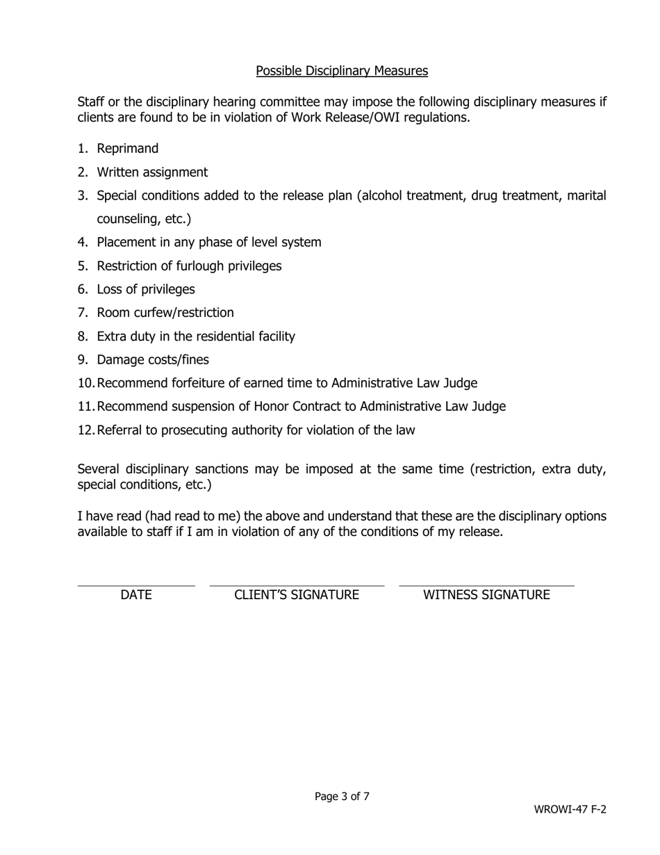 Work Release / Owi Release Plan - Iowa, Page 3