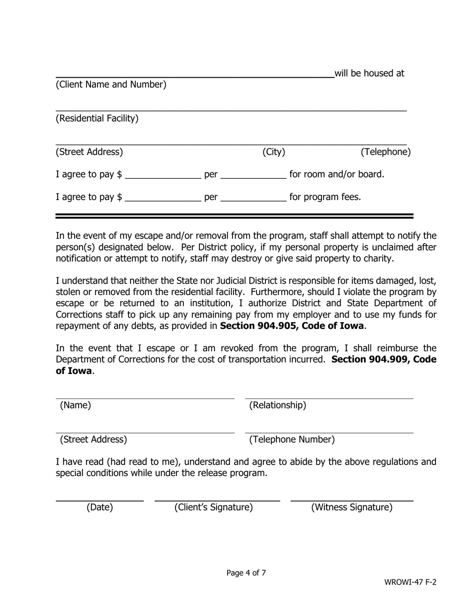 Work Release / Owi Release Plan - Iowa, Page 4