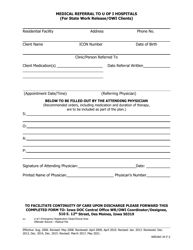 Document preview: Medical Referral to U of I Hospitals (For State Work Release/Owi Clients) - Iowa