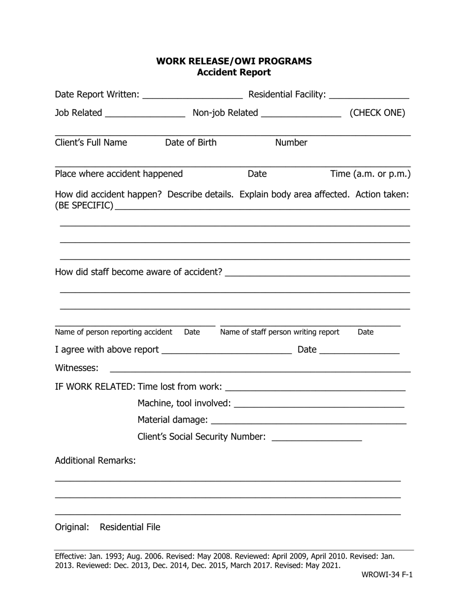 Iowa Accident Report Work Release/Owi Programs Fill Out, Sign