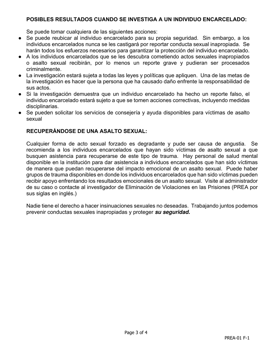 Manteniendose Seguro - Una Guia De Conducta Para Individuos Encarcelados - Iowa (Spanish), Page 3