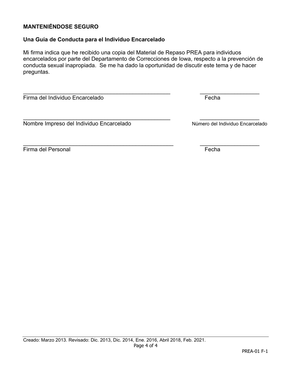 Manteniendose Seguro - Una Guia De Conducta Para Individuos Encarcelados - Iowa (Spanish), Page 4