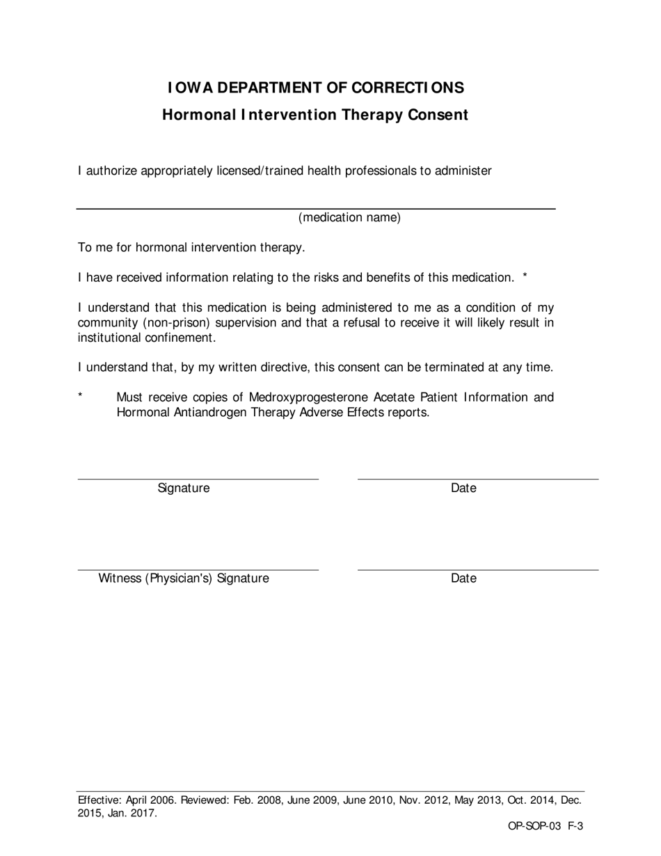 Hormonal Intervention Therapy Consent - Iowa, Page 1