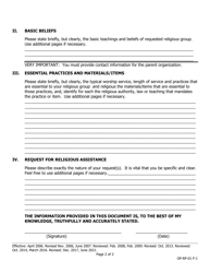 Request for New Religious Group or Accommodation - Iowa, Page 2