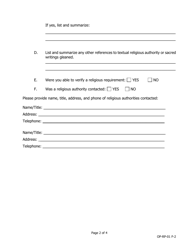 Religious Practice Assessment Form - Iowa, Page 2