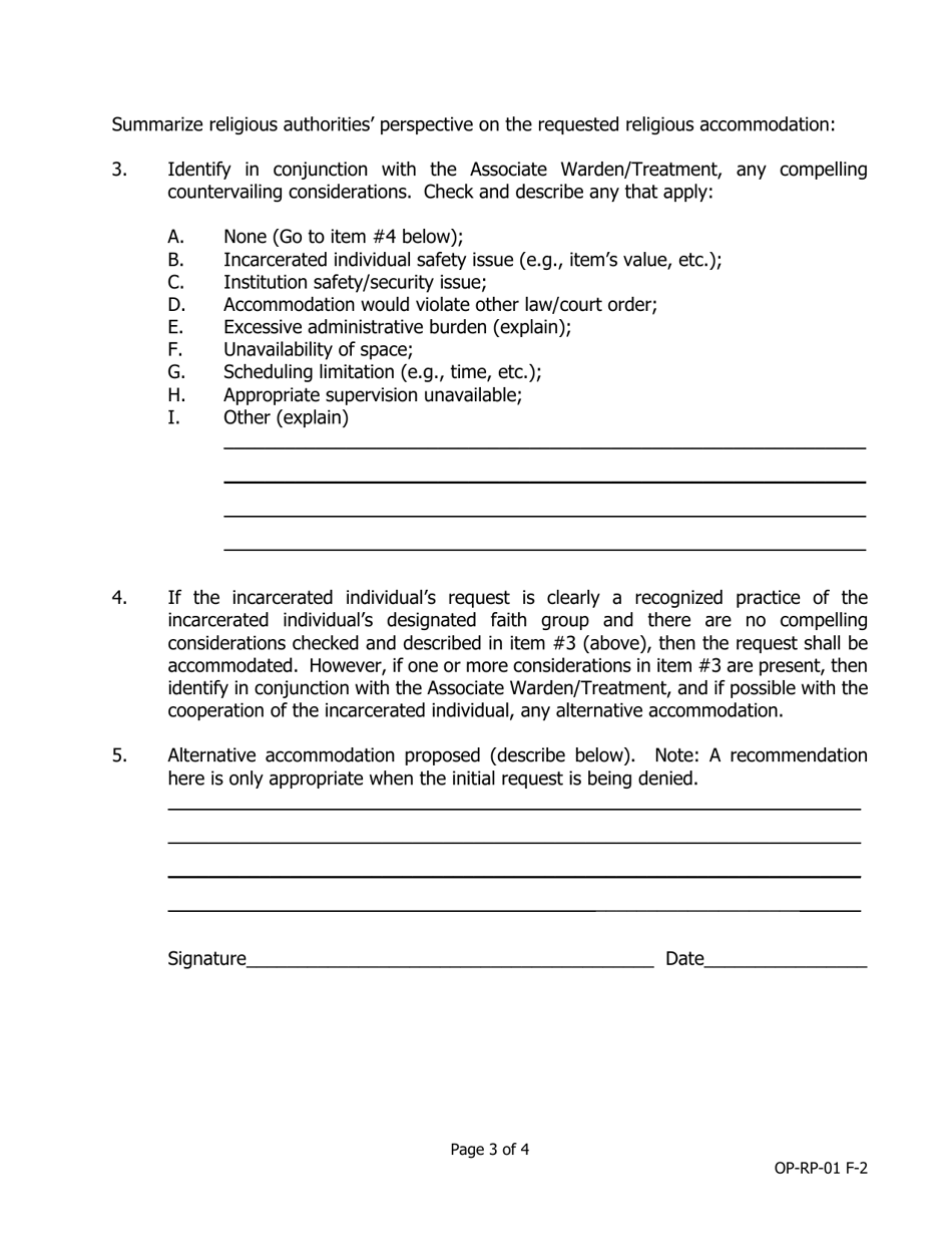 Religious Practice Assessment Form - Iowa, Page 3