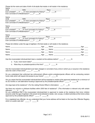 Parolee Home Placement Questionnaire (Sex Offender) - Iowa, Page 2