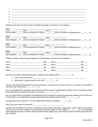 Parolee Home Placement Questionnaire - Iowa, Page 2