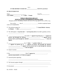 Form 215.1 &quot;Indian Child Welfare Act Journal Entry and Order of Adjudication&quot; - Kansas