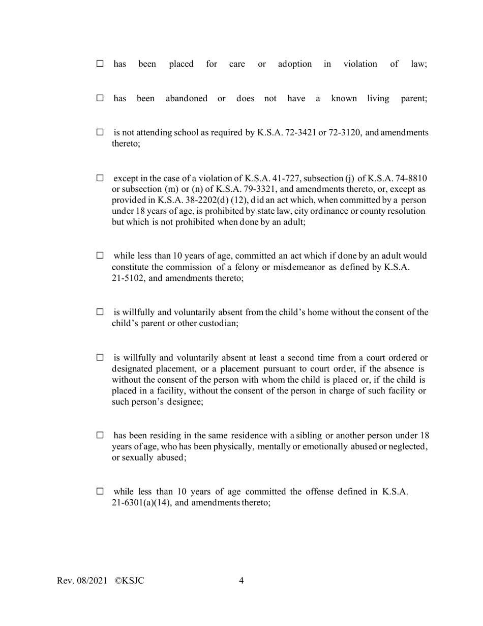Form 215.1 Indian Child Welfare Act Journal Entry and Order of Adjudication - Kansas, Page 4