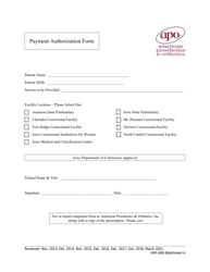 Document preview: Attachment A Payment Authorization Form - Iowa