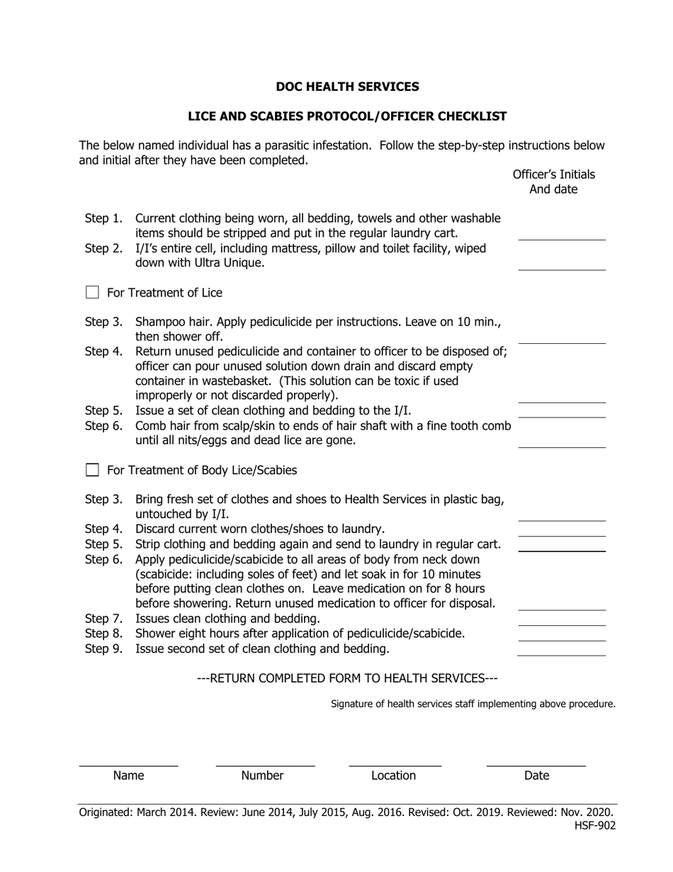 Lice and Scabies Protocol / Officer Checklist - Iowa, Page 1