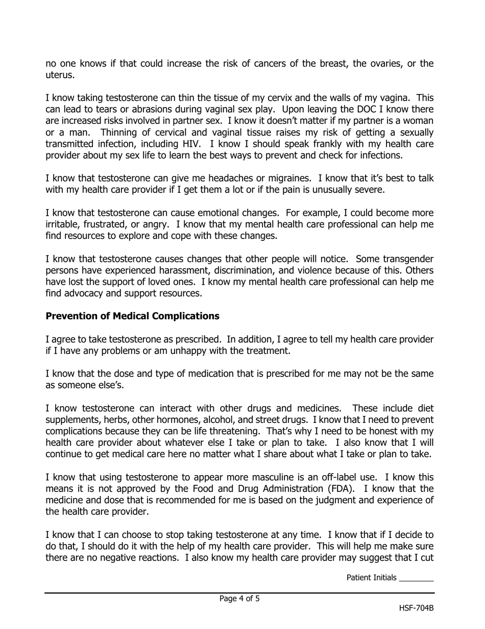 Transgender Hormone Therapy - Testosterone Informed Consent - Iowa, Page 4