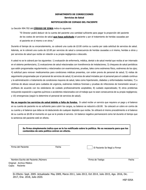 Notificacion De Copago Del Paciente - Iowa (Spanish) Download Pdf