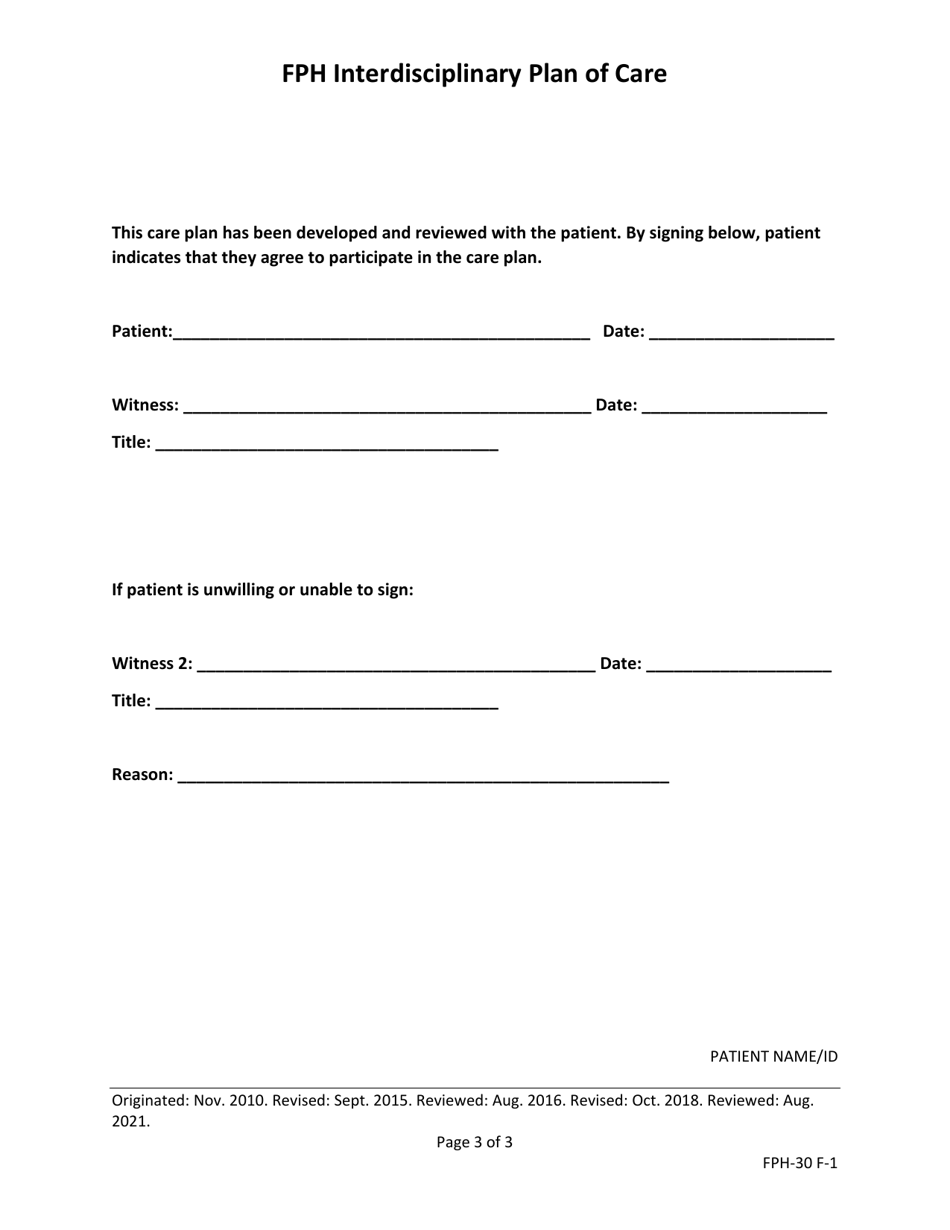 Fph Interdisciplinary Plan of Care - Iowa, Page 3