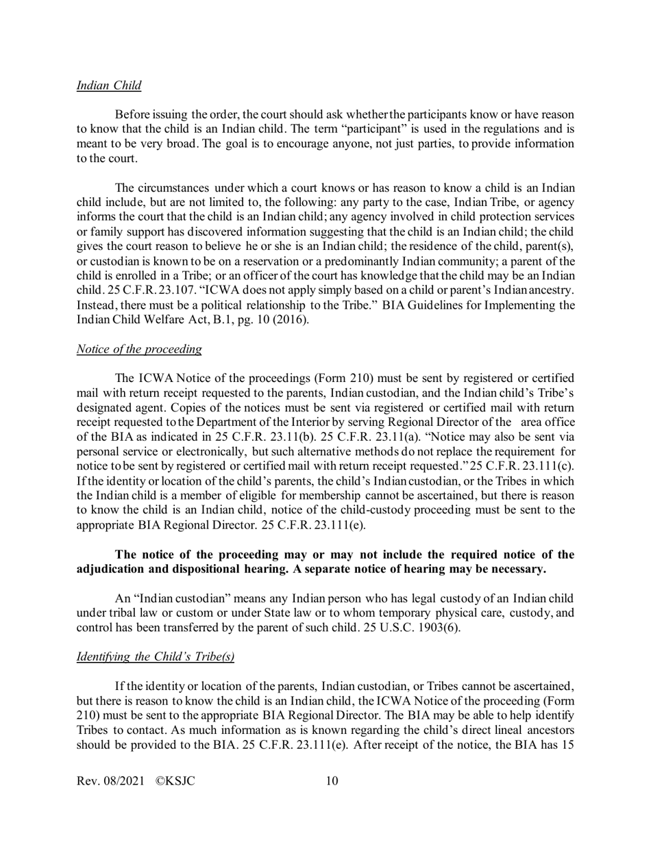 Form 216.1 Indian Child Welfare Act Journal Entry and Orders of Adjudication and Disposition - Kansas, Page 10