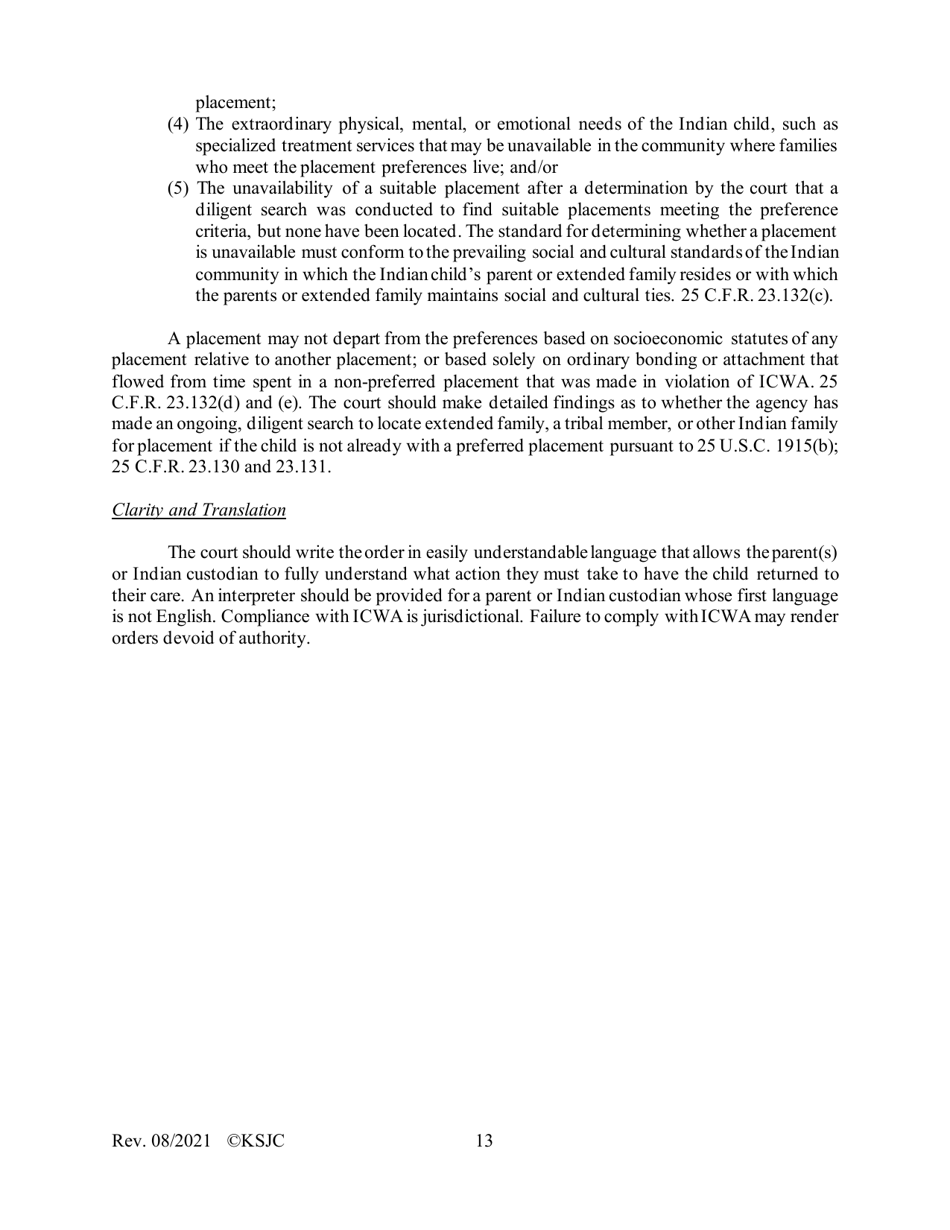 Form 216.1 Indian Child Welfare Act Journal Entry and Orders of Adjudication and Disposition - Kansas, Page 13