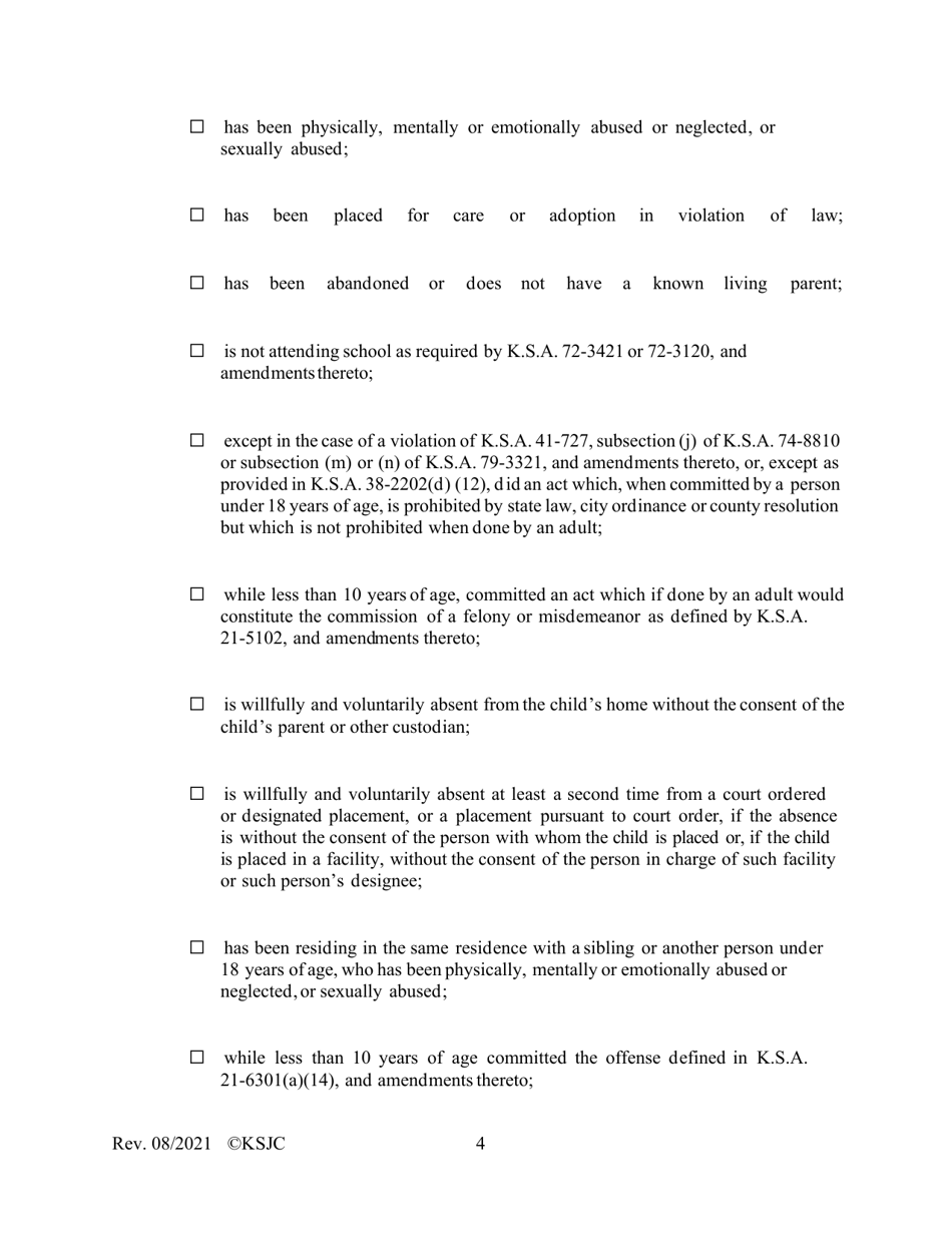 Form 216.1 Indian Child Welfare Act Journal Entry and Orders of Adjudication and Disposition - Kansas, Page 4