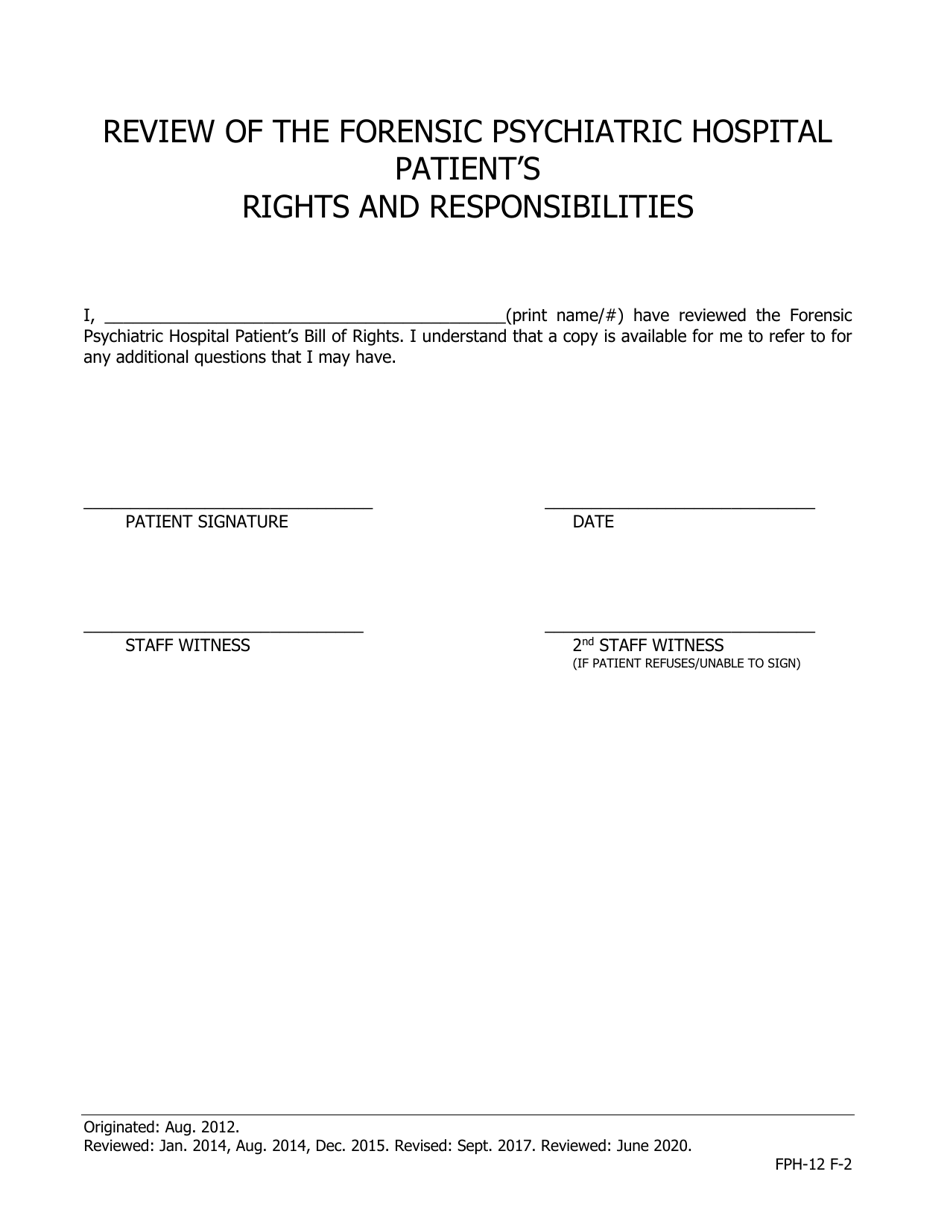 Review of the Forensic Psychiatric Hospital Patients Rights and Responsibilities - Iowa, Page 1