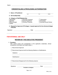 Document preview: Credentialing & Privileging Authorization - Iowa