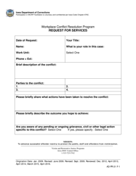 Document preview: Request for Services - Workplace Conflict Resolution Program - Iowa