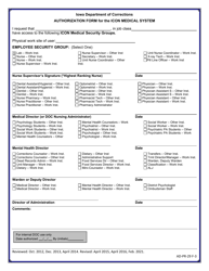 Document preview: Authorization Form for the Icon Medical System - Iowa