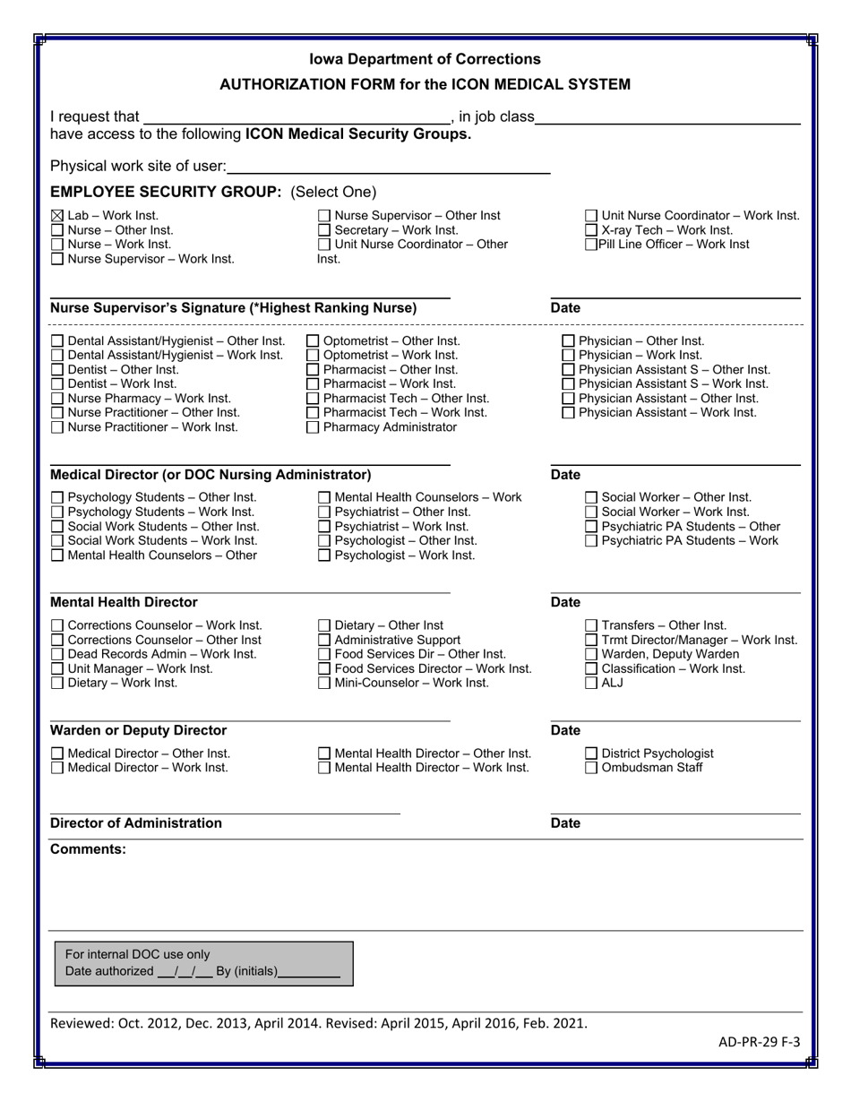 Iowa Authorization Form for the Icon Medical System - Fill Out, Sign ...