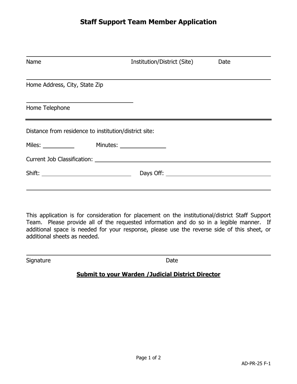 Staff Support Team Member Application - Iowa, Page 1