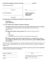 Form C Application for Reduced Fee Mediator - Judicial District 6 - Iowa
