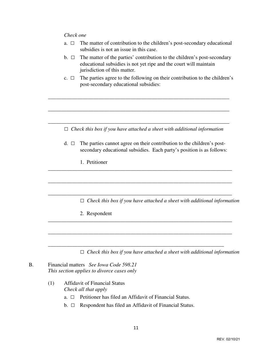 Statement of Resolved and Unresolved Issues - Iowa, Page 11
