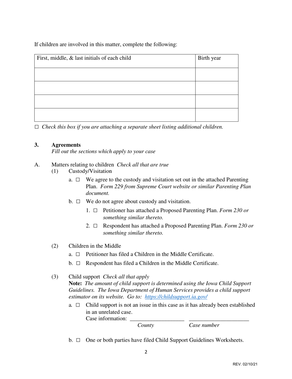 Statement of Resolved and Unresolved Issues - Iowa, Page 2