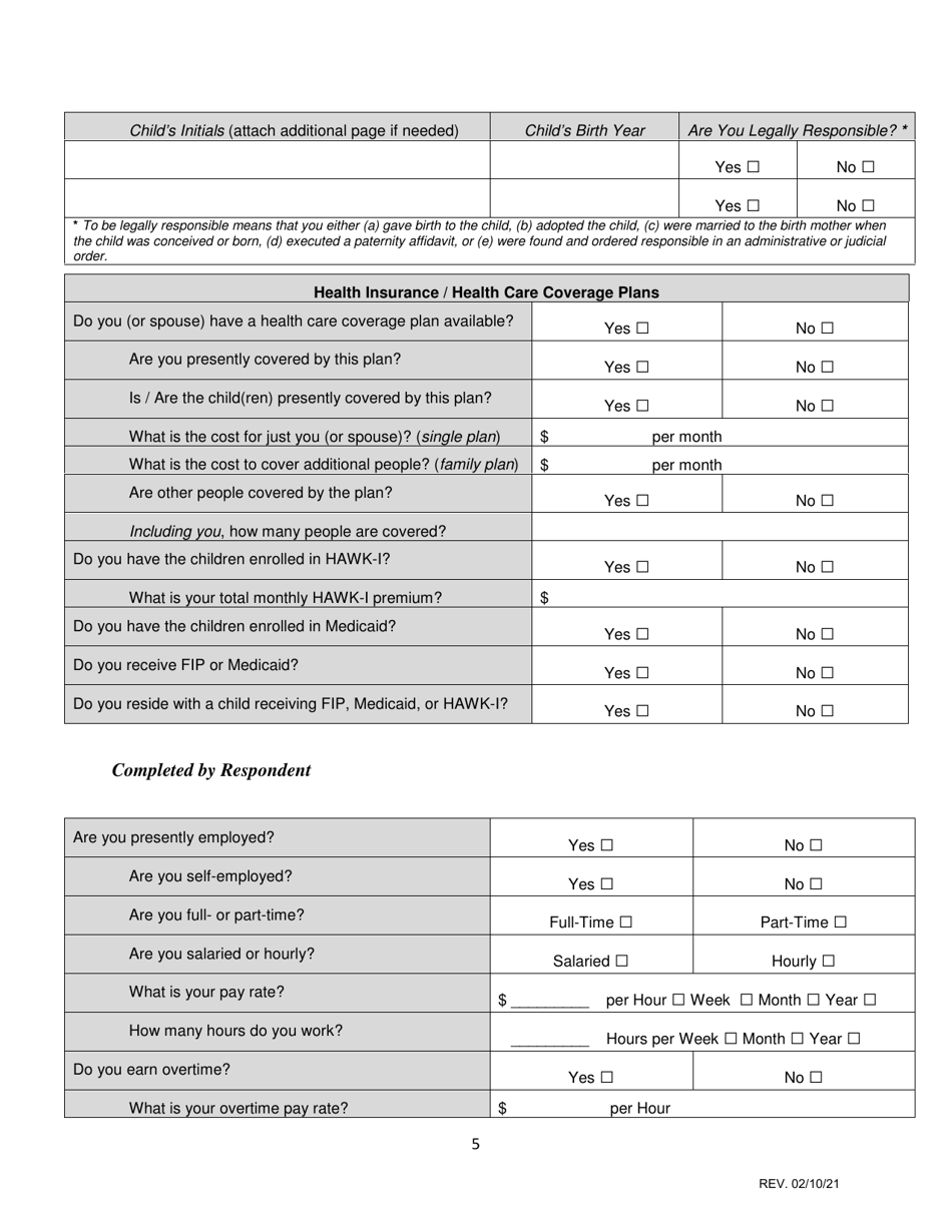 Statement of Resolved and Unresolved Issues - Iowa, Page 5